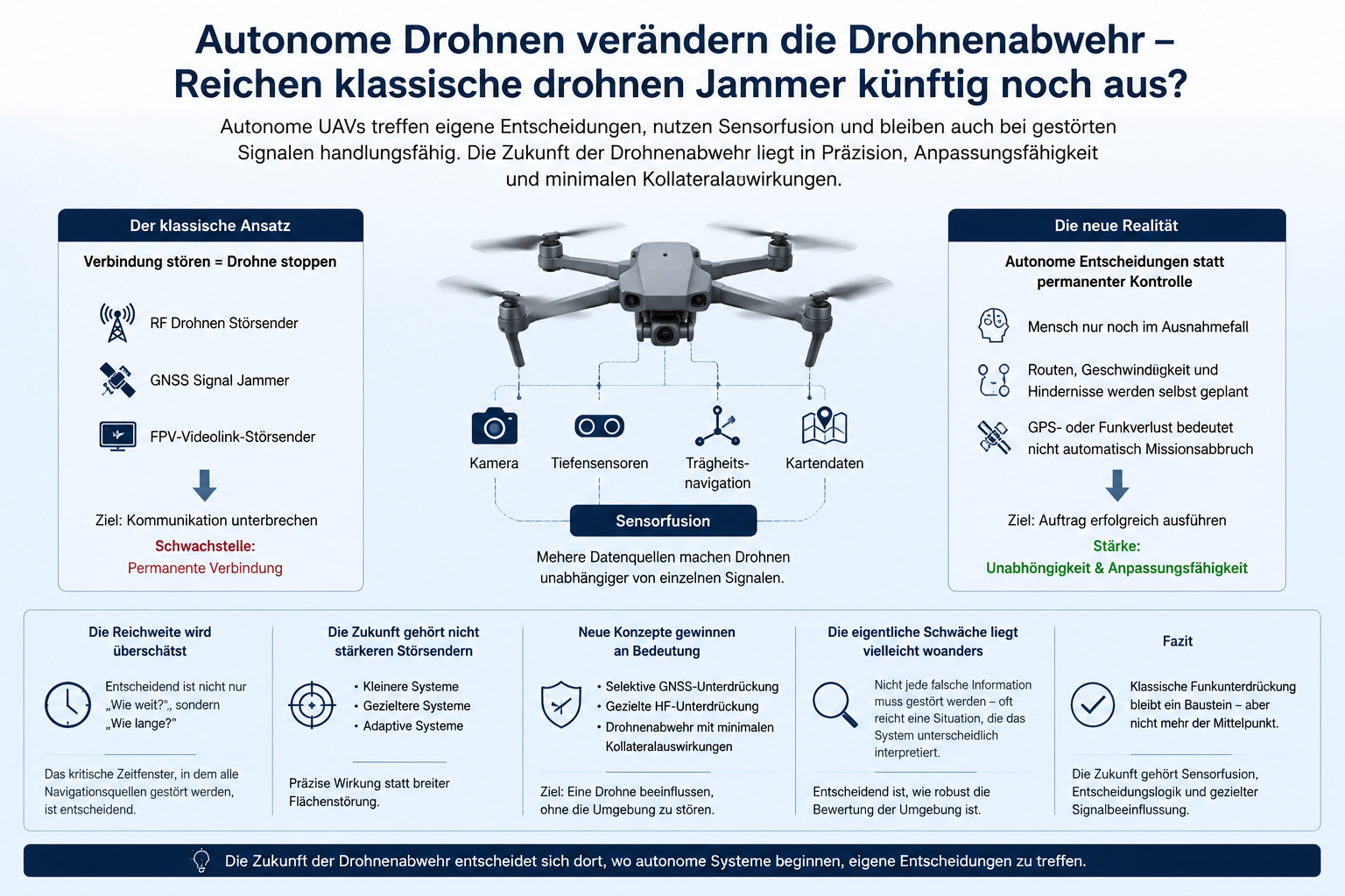 Autonome Drohne und moderne Drohnenabwehrtechnologie