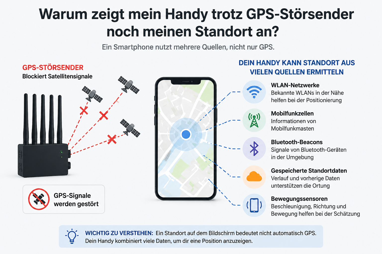 GPS-Störsender und Handy-Standortquellen