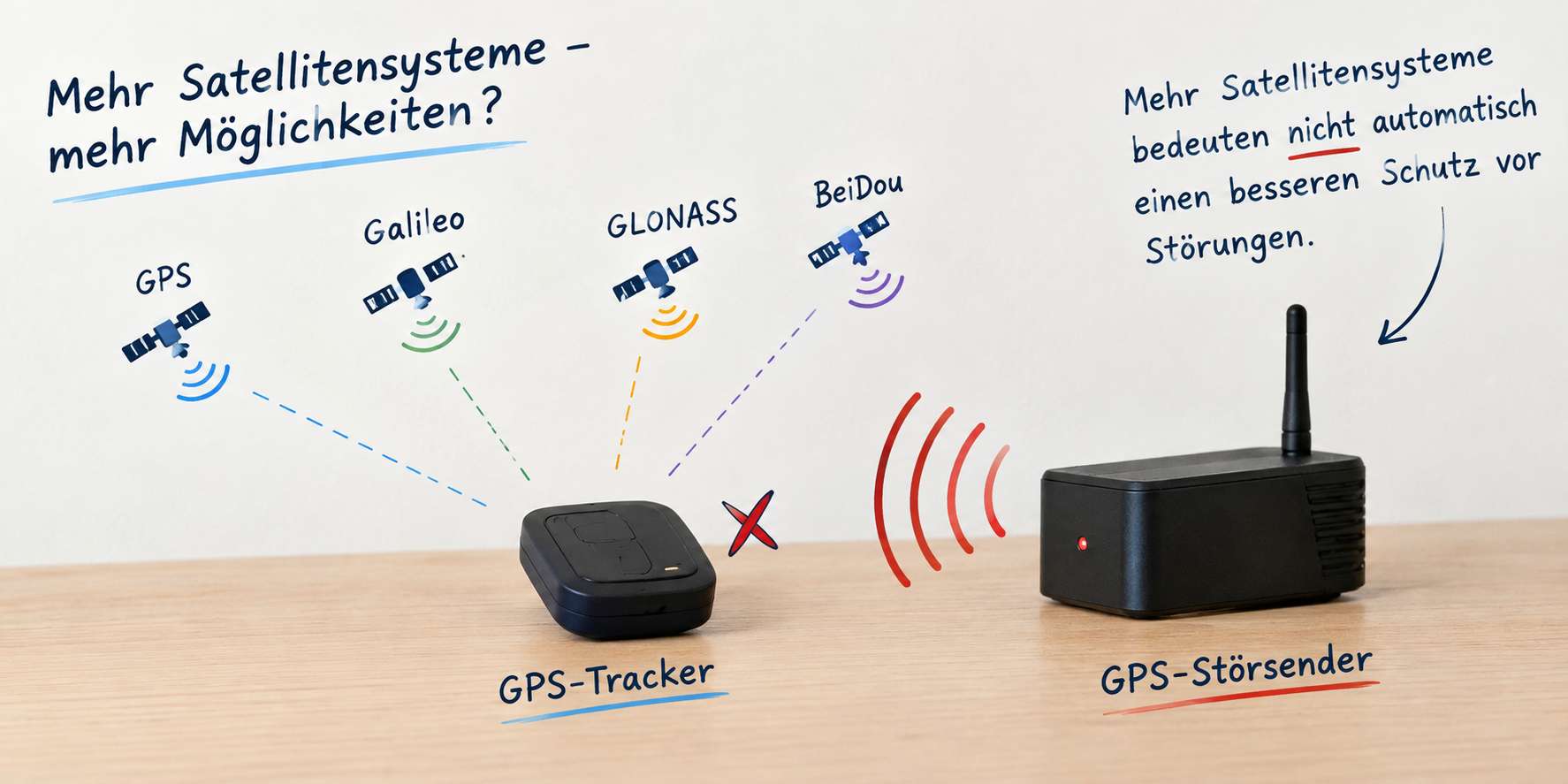 GPS-Störsender und GPS-Tracker mit mehreren Satellitensystemen