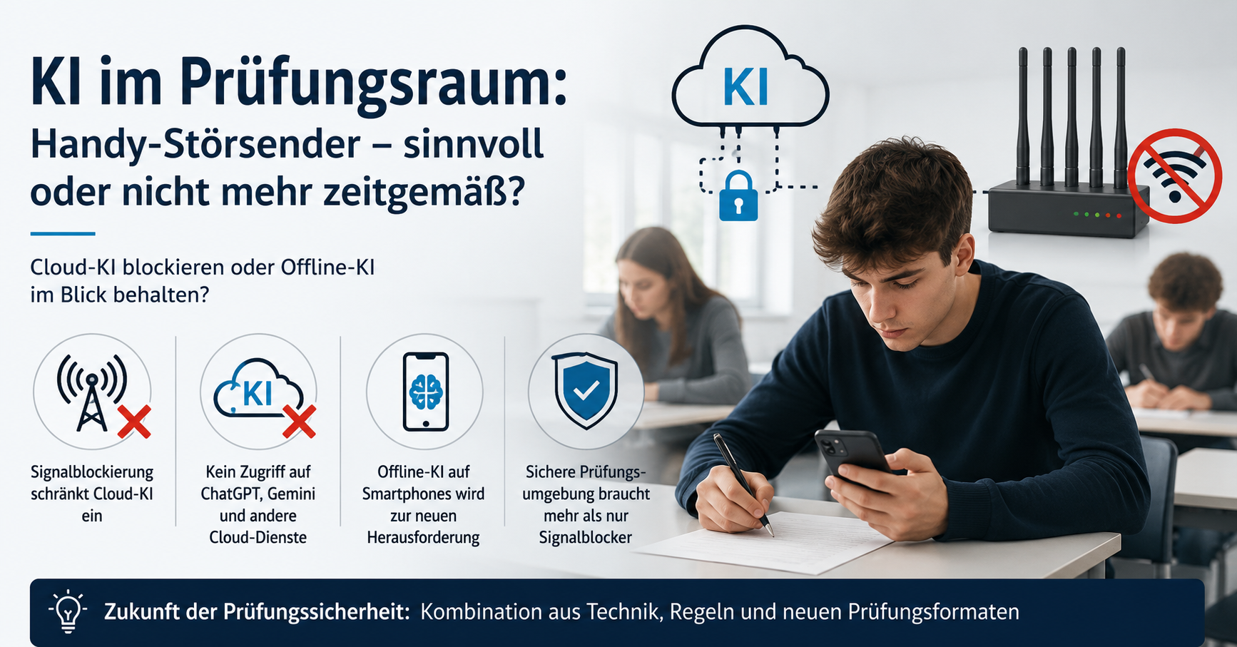 Handy-Störsender im Prüfungsraum gegen Cloud-KI