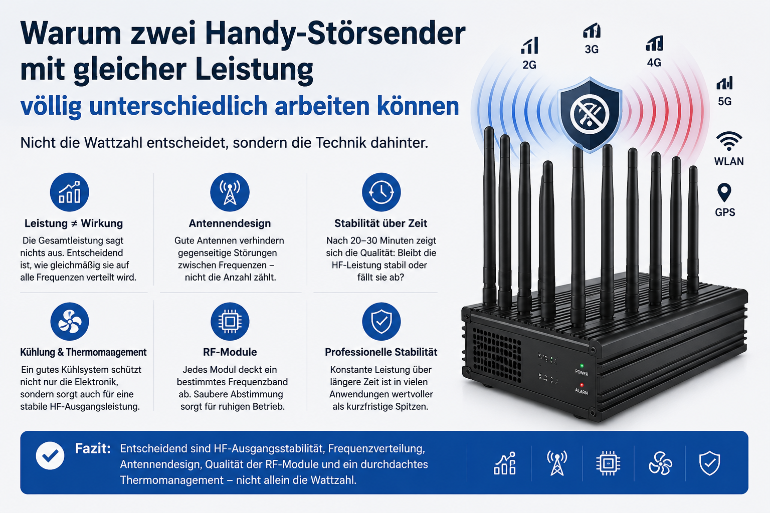 Handy-Störsender Leistung