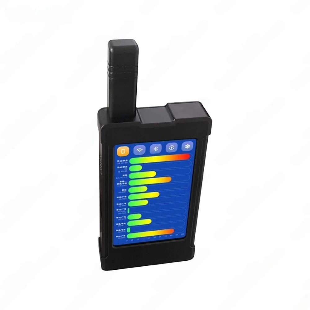 TX03L RF-Detektor mit Antenne und Anzeige der erkannten Funksignale