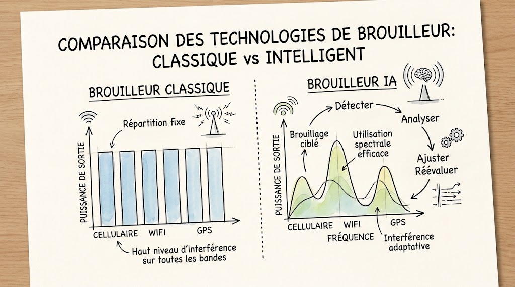 Brouilleur classique vs brouilleur IA