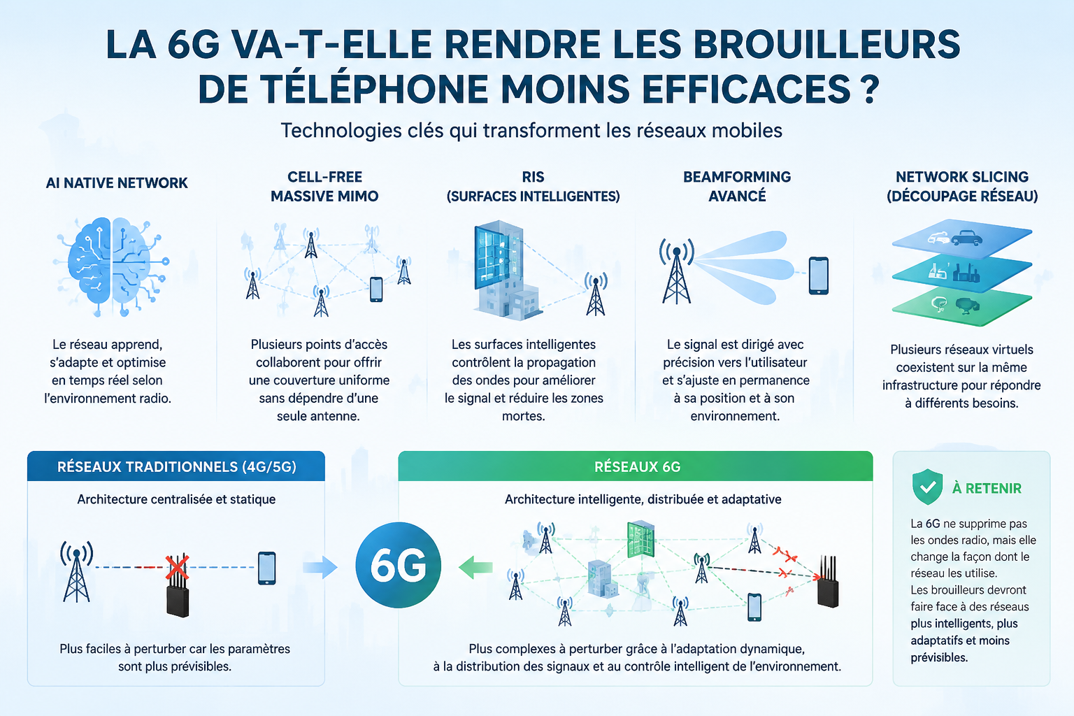 Réseau 6G intelligent et impact sur les brouilleurs de téléphone