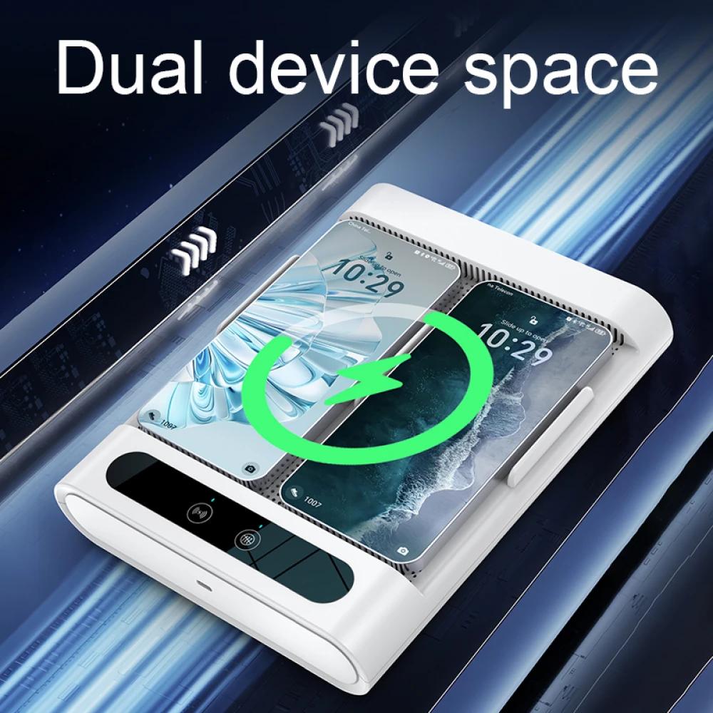 Phone stand with dual device space and ultrasonic protection