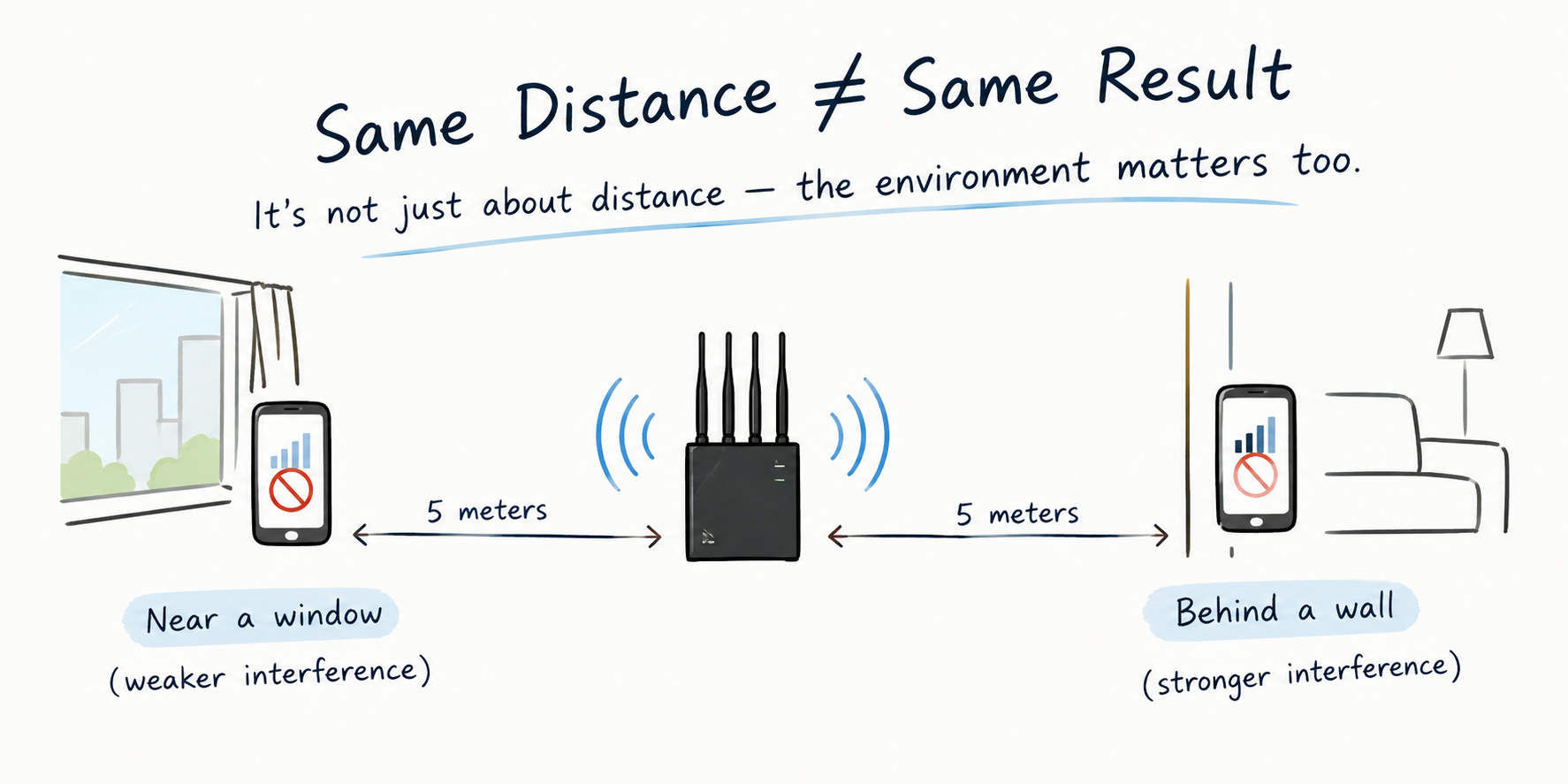 Cell phone jammer test at the same distance