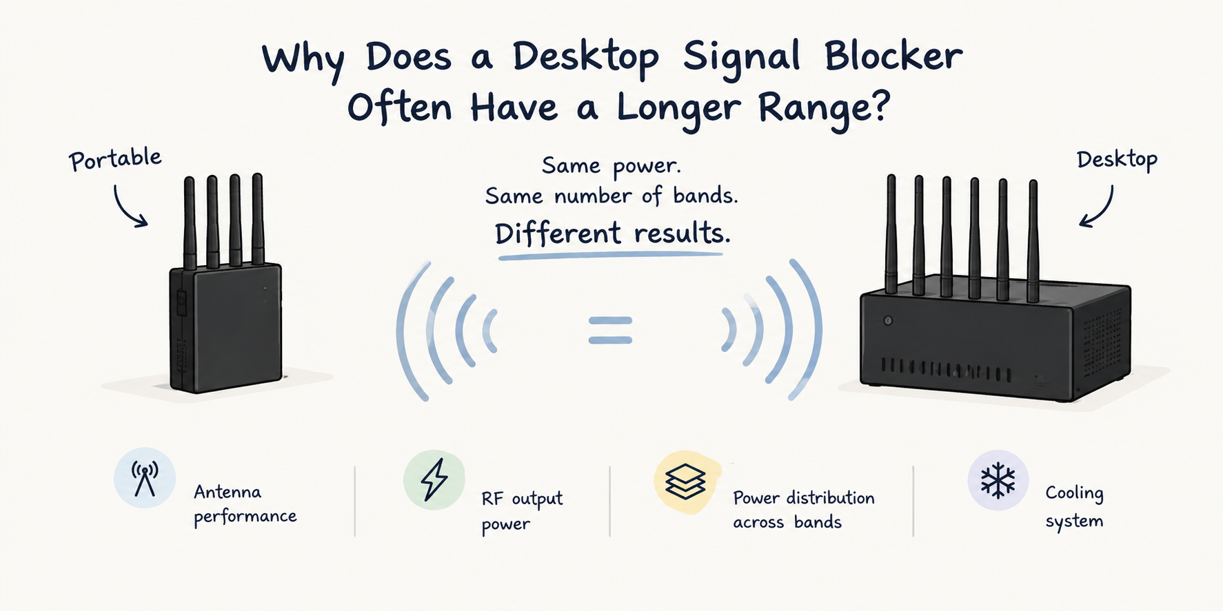 Portable vs. desktop signal jammer range comparison