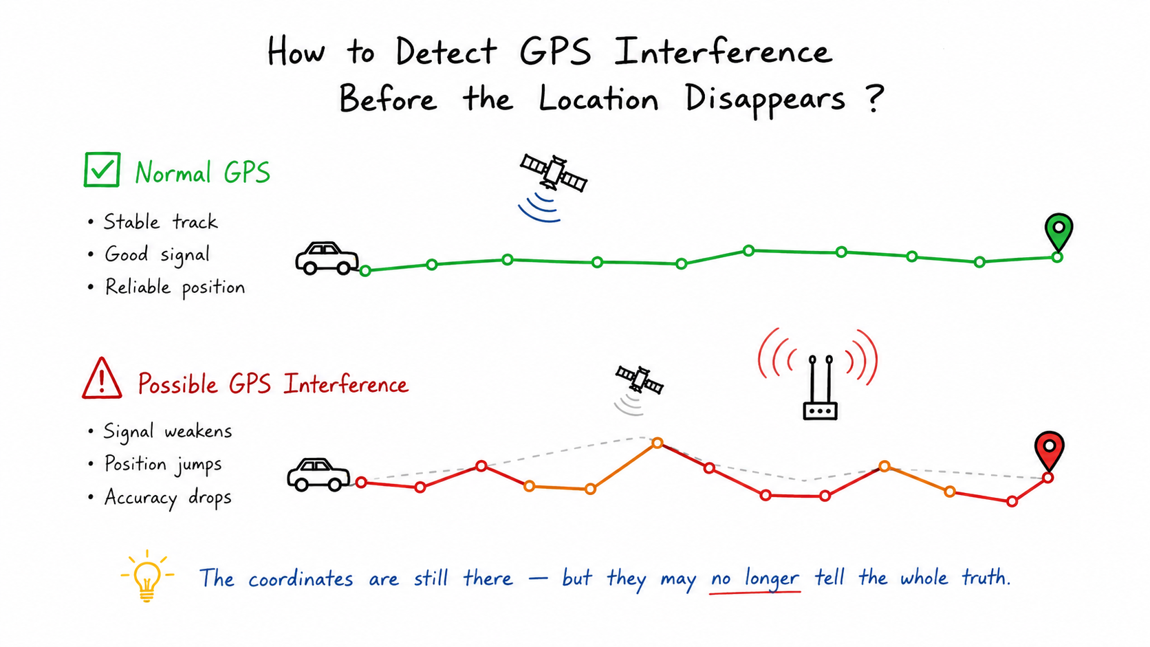 GPS interference detection before signal loss