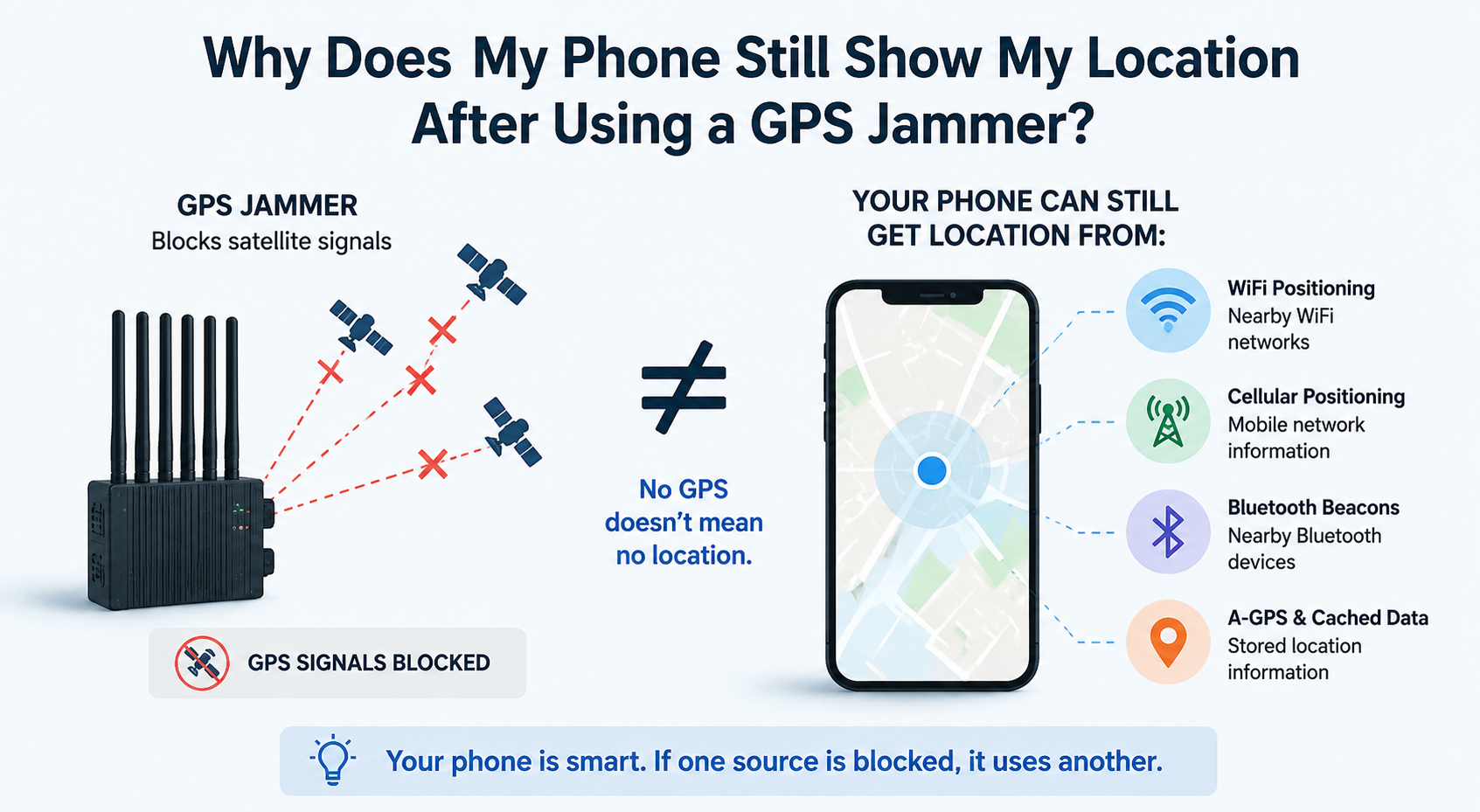 GPS jammer and phone location sources