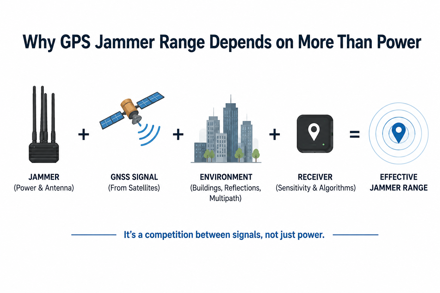 Factors affecting GPS jammer range