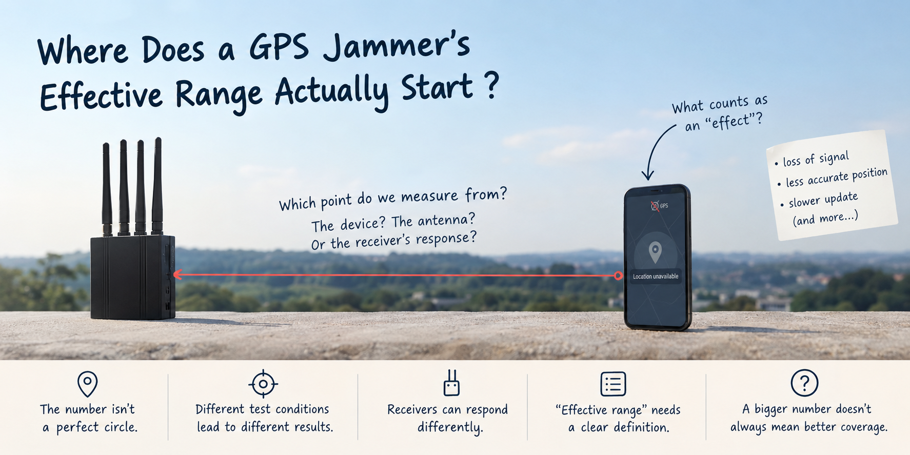 GPS jammer effective range