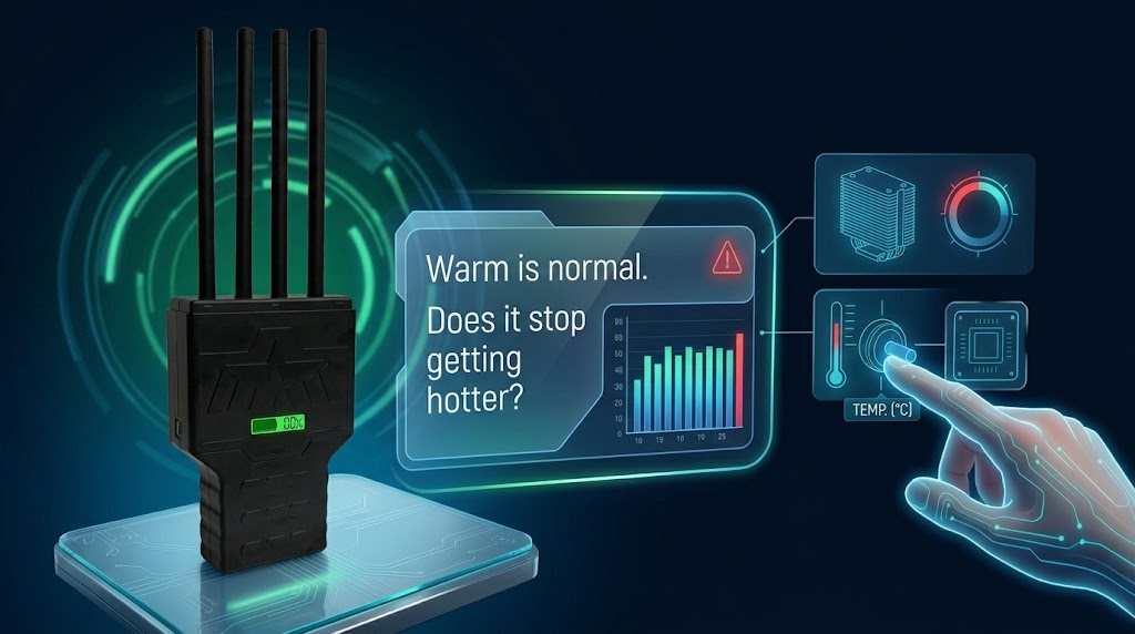 Jammer temperature stabilization monitor