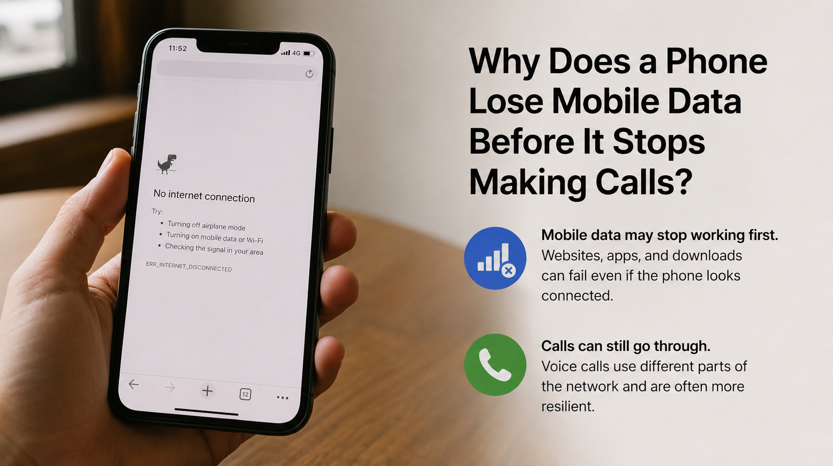 Phone loses mobile data but calls still work