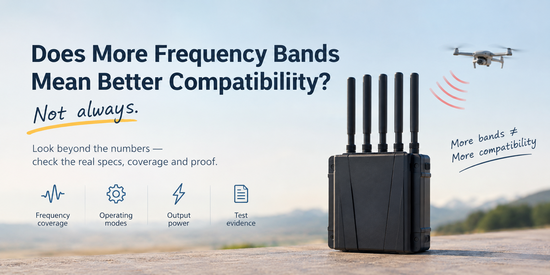 Multi-band UAV jammer frequency compatibility