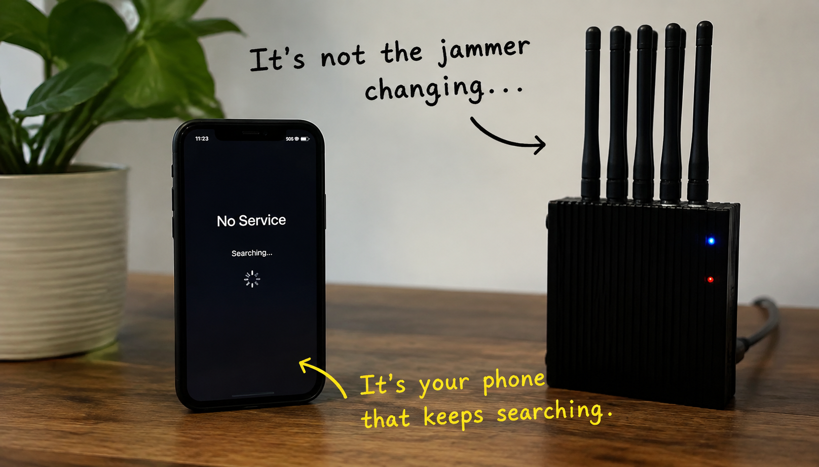 Phone keeps searching during mobile jammer test