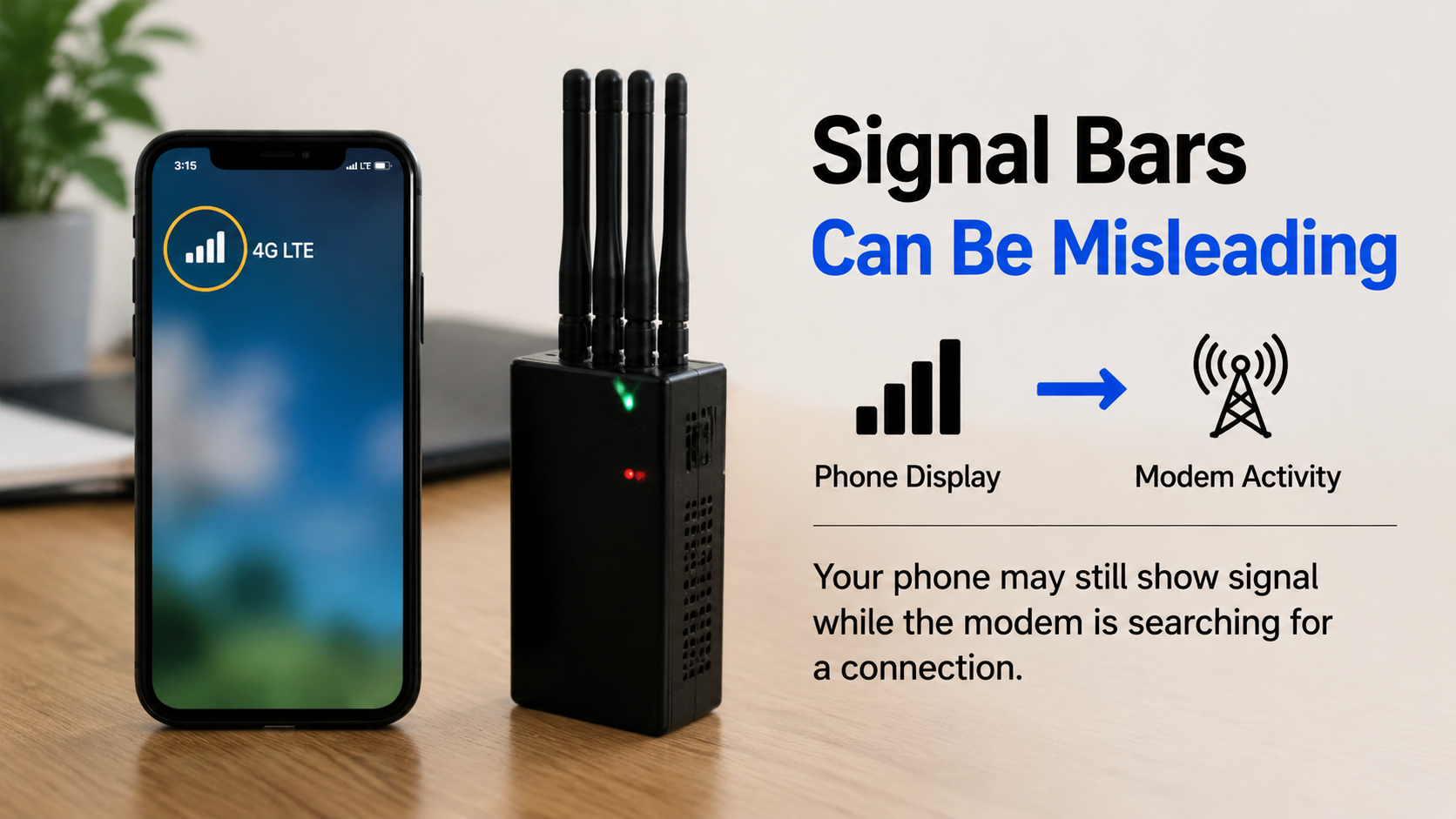 Phone signal bars during mobile jammer test