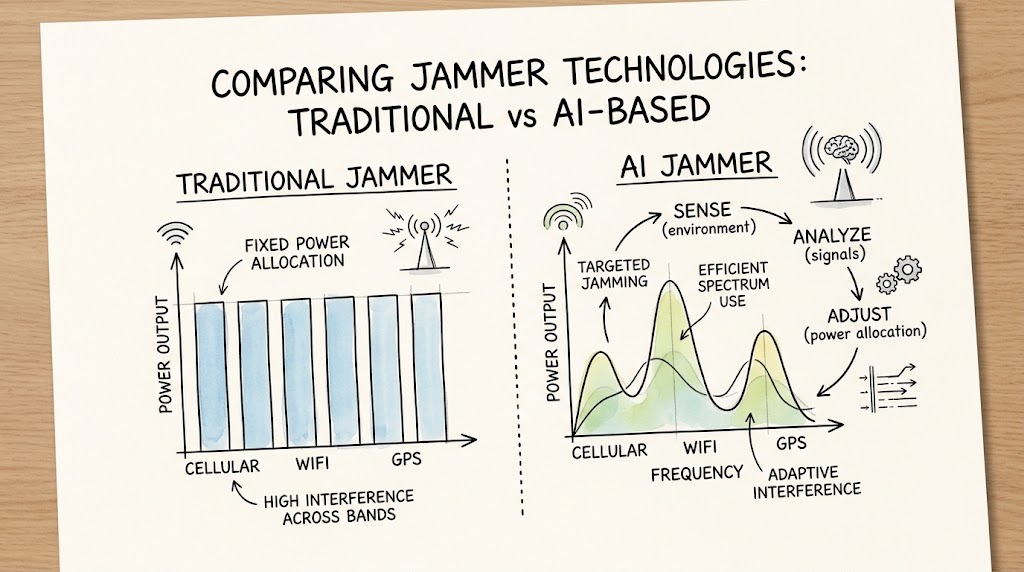 Traditional vs AI Jammer Power Allocation